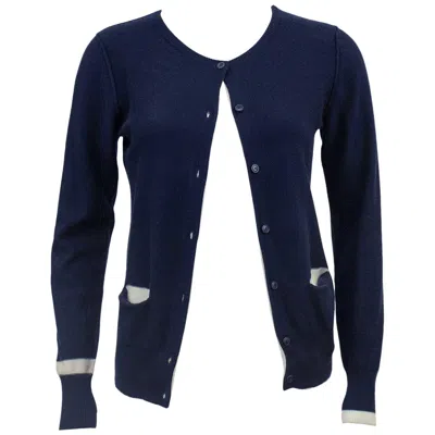 Pre-owned Sonia Rykiel 1980s  Cashmere/cotton Mix Navy Blue Cardigan