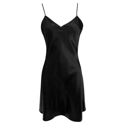 Pre-owned Sonia Rykiel 1990s  Black Satin Flare Mini Slip Dress