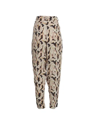 Pre-owned Sonia Rykiel Abstract-print Crepe Tapered Trousers In Neutrals