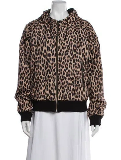 Pre-owned Sonia Rykiel Animal Print Bomber Jacket In Black/neutrals