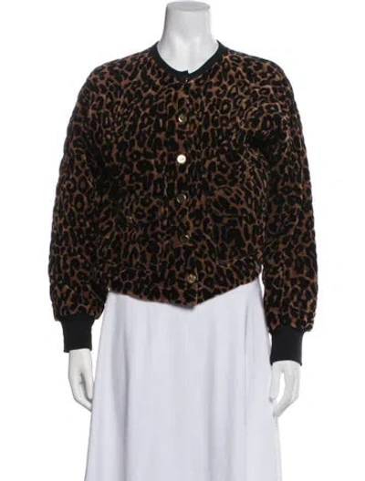 Pre-owned Sonia Rykiel Animal Print Bomber Jacket In Brown