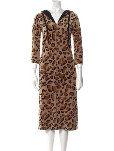 Pre-owned Sonia Rykiel Animal Print Midi Length Dress In Brown