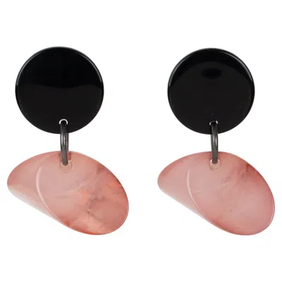 Pre-owned Sonia Rykiel Black And Pink Resin Dangle Clip Earrings