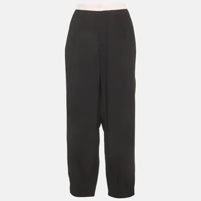 Pre-owned Sonia Rykiel Black Crepe Pleated Trousers L