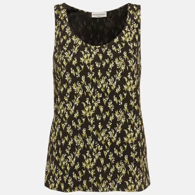 Pre-owned Sonia Rykiel Black Floral Printed Crepe Tank Top S