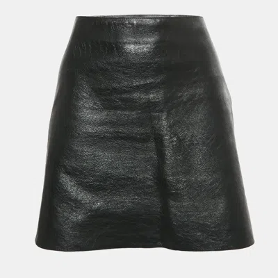 Pre-owned Sonia Rykiel Black Leather Buttoned Mini Skirt M