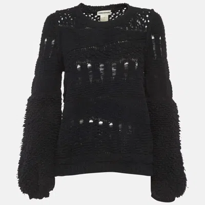 Sonia Rykiel Black Open Knit Sweatshirt M In Blue