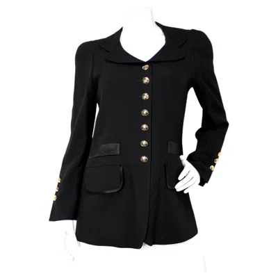 Pre-owned Sonia Rykiel Black Single-breasted Vintage Jacket With Gold-tone Buttons