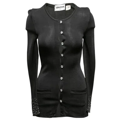 Pre-owned Sonia Rykiel Black  Embellished Cardigan Dress Size Fr 36