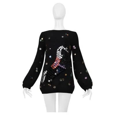 Pre-owned Sonia Rykiel Black Sweater With Mirror Mosaic Horse Detail 2008