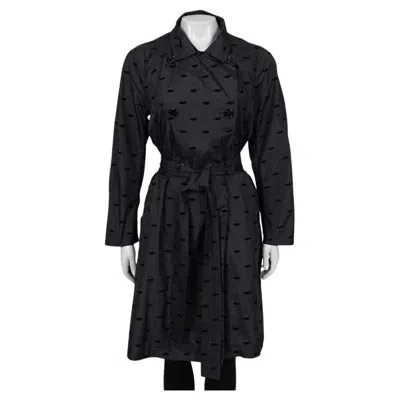 Pre-owned Sonia Rykiel Black Textured Belted Trench Coat Sz.40/l
