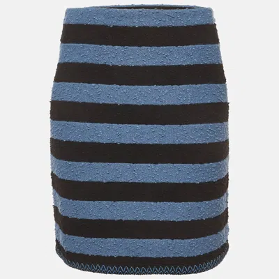Pre-owned Sonia Rykiel Black/blue Striped Boucle Mini Skirt M