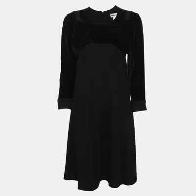 Pre-owned Sonia Rykiel Black/dark Grey Wool Blend Bow Midi Dress M