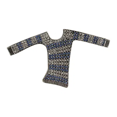 Pre-owned Sonia Rykiel Brooch In Silver Metal And Rhinestone In Multi