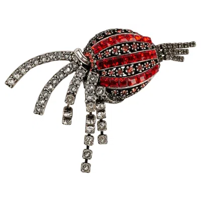 Pre-owned Sonia Rykiel Brooch In Silver Metal With Rhinestones In Multi