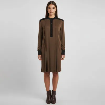 Pre-owned Sonia Rykiel Brown/black Jersey Pleated Mini Dress M