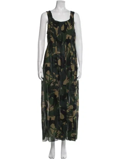 Pre-owned Sonia Rykiel Camouflage Print Long Dress In Green