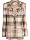 Sonia Rykiel Check-pattern Notched-lapels In Brown