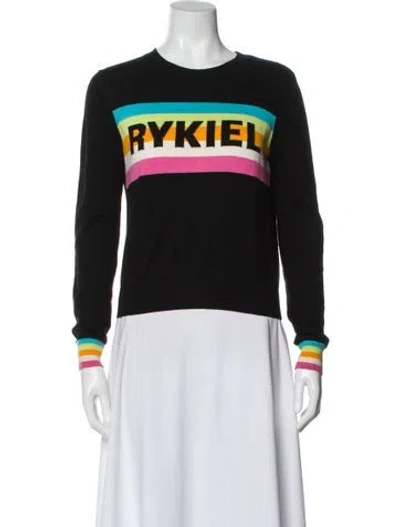 Pre-owned Sonia Rykiel Colorblock Pattern Crew Neck Top In Black