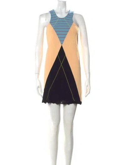 Pre-owned Sonia Rykiel Colorblock Pattern Mini Dress In Neutrals