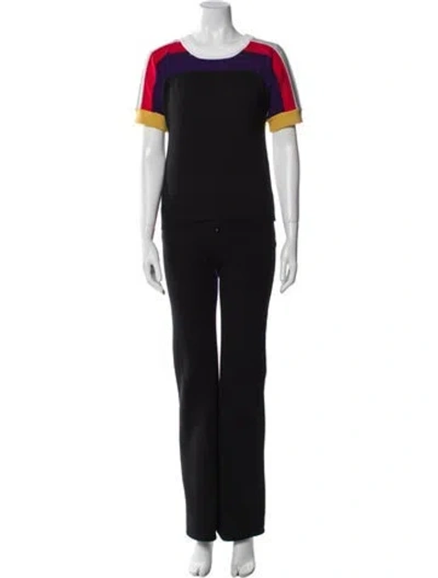 Pre-owned Sonia Rykiel Colorblock Pattern Pant Set In Black