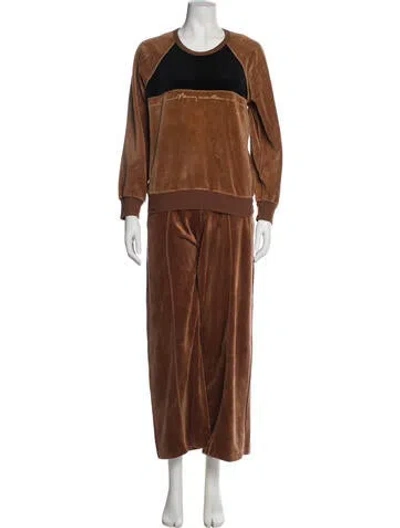 Pre-owned Sonia Rykiel Colorblock Pattern Pant Set In Brown