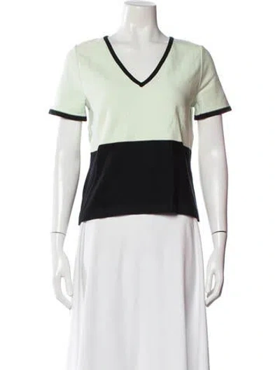 Pre-owned Sonia Rykiel Colorblock Pattern V-neck T-shirt In White