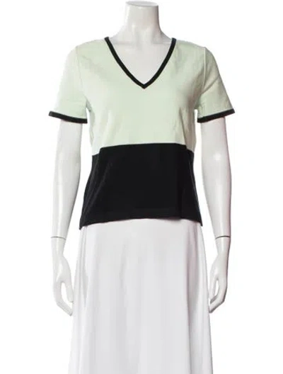 Pre-owned Sonia Rykiel Colorblock Pattern V-neck T-shirt In White