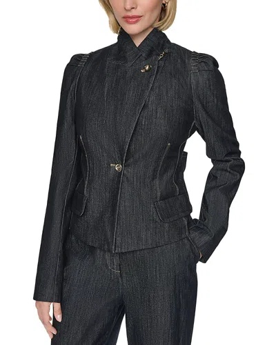 Sonia Rykiel Cotton Blend Bow Back Denim Jacket In Black