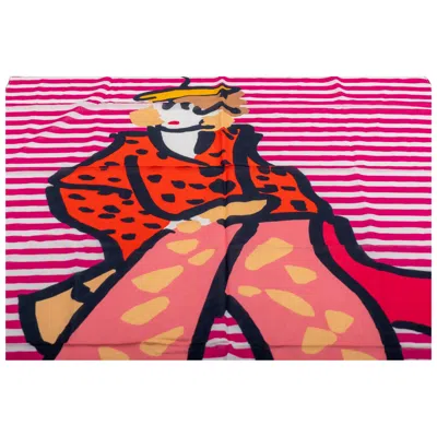 Pre-owned Sonia Rykiel Cotton Figurine Scarf In Red
