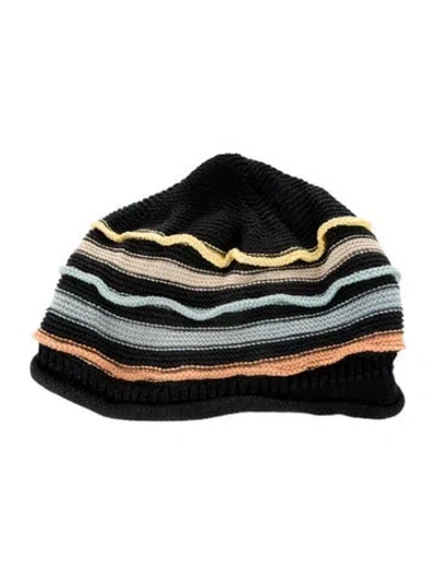 Pre-owned Sonia Rykiel Cotton-linen Knit Hat In Black
