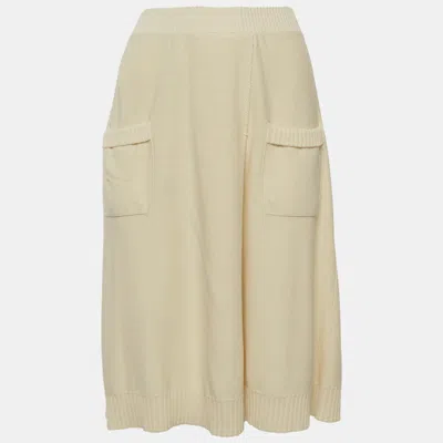 Pre-owned Sonia Rykiel Cream Rib Knit Pleated Mini Skirt S In White