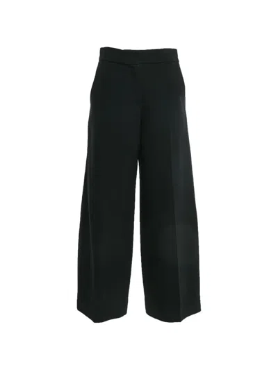 Pre-owned Sonia Rykiel Crepe Wide-leg Trousers In Black