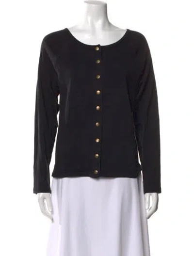 Pre-owned Sonia Rykiel Crew Neck Long Sleeve Button-up Top In Black