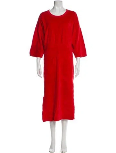 Pre-owned Sonia Rykiel Crew Neck Midi Length Dress In Red