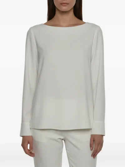 Pre-owned Sonia Rykiel Crew-neck Long-sleeved Crepe Blouse In White