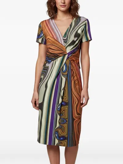 Pre-owned Sonia Rykiel Disa Draped Jersey Midi Dress In Orange