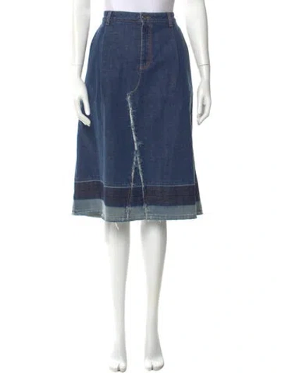 Pre-owned Sonia Rykiel Distressed Accents Knee-length Skirt In Blue