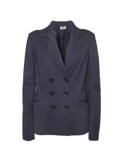 Pre-owned Sonia Rykiel Double-breasted Jersey Blazer In Blue
