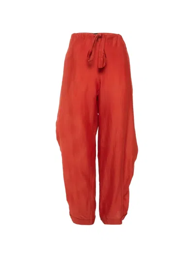 Pre-owned Sonia Rykiel Drawstring Straight-leg Trousers In Red