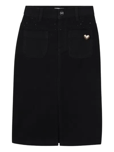 Sonia Rykiel Enfant Kids' Denim Midi Skirt In Black
