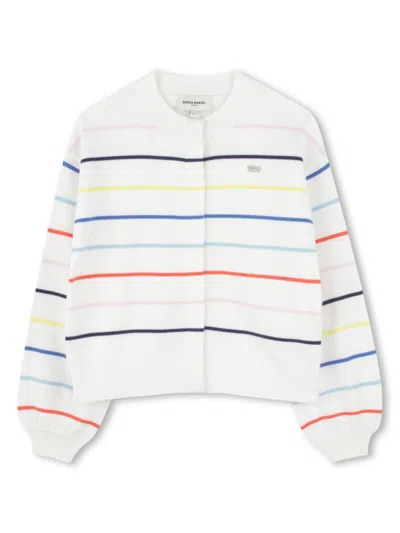 Sonia Rykiel Enfant Kids' Horizontal Stripe Cardigan In White