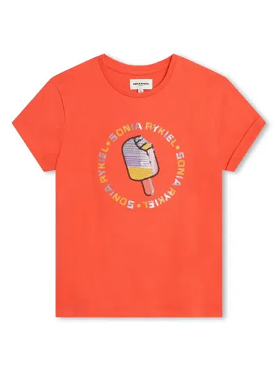 Sonia Rykiel Enfant Kids' Logo-embellished Cotton T-shirt In Orange