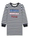 Sonia Rykiel Enfant Logo-embroidered Striped Cotton Dress In Black