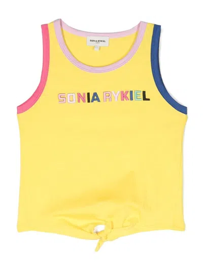 Sonia Rykiel Enfant Kids' Logo-embroidered Tank Top In Yellow