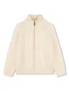 Sonia Rykiel Enfant Logo-embroidered Zip-up Jumper In Neutrals