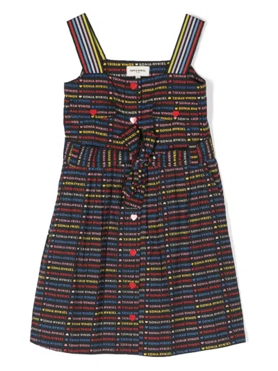 Sonia Rykiel Enfant Kids' Logo-print Belted Dress In Black