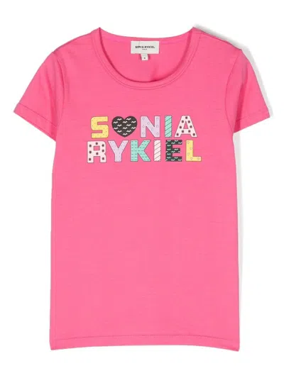 Sonia Rykiel Enfant Kids' Logo-print Short-sleeve T-shirt In Pink