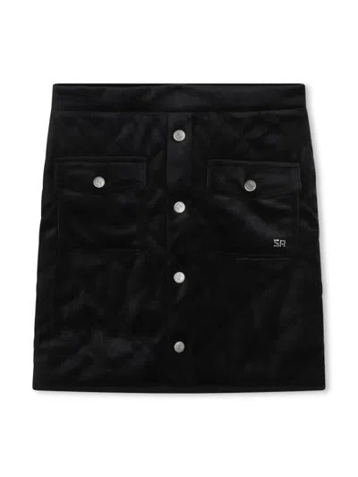 Sonia Rykiel Enfant Kids' Quilted Velvet Skirt In Black