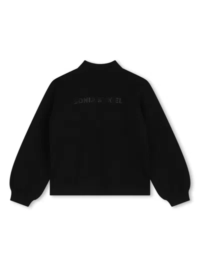 Sonia Rykiel Enfant Kids' Rhinestone-logo High-neck Sweatshirt In Black
